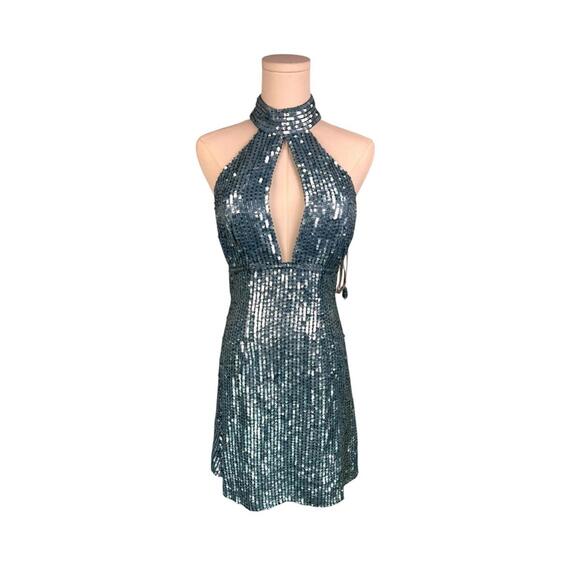 NWT Sherri Hill Blue Beaded Pixie Glam Formal Mini Dress Style 51354 Size 4 - Picture 1 of 7
